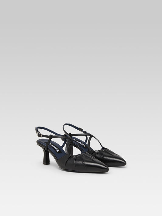 Neri - Black leather slingback pumps - Image number 2