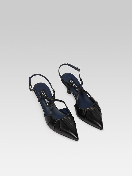 Neri - Black leather slingback pumps - Image number 3