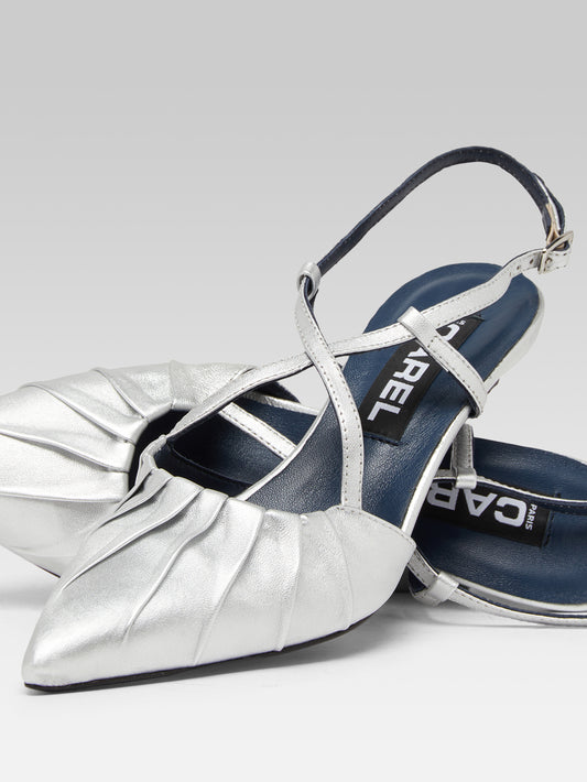 Neri - Silver leather slingback pumps - Image number 4