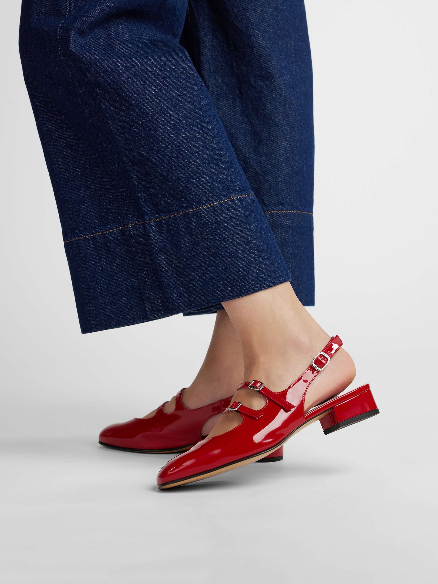 Peche - Red patent leather slingback Mary Janes