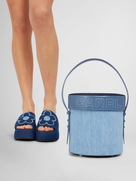 Bibi - Blue denim and leather bucket bag - Image number 2