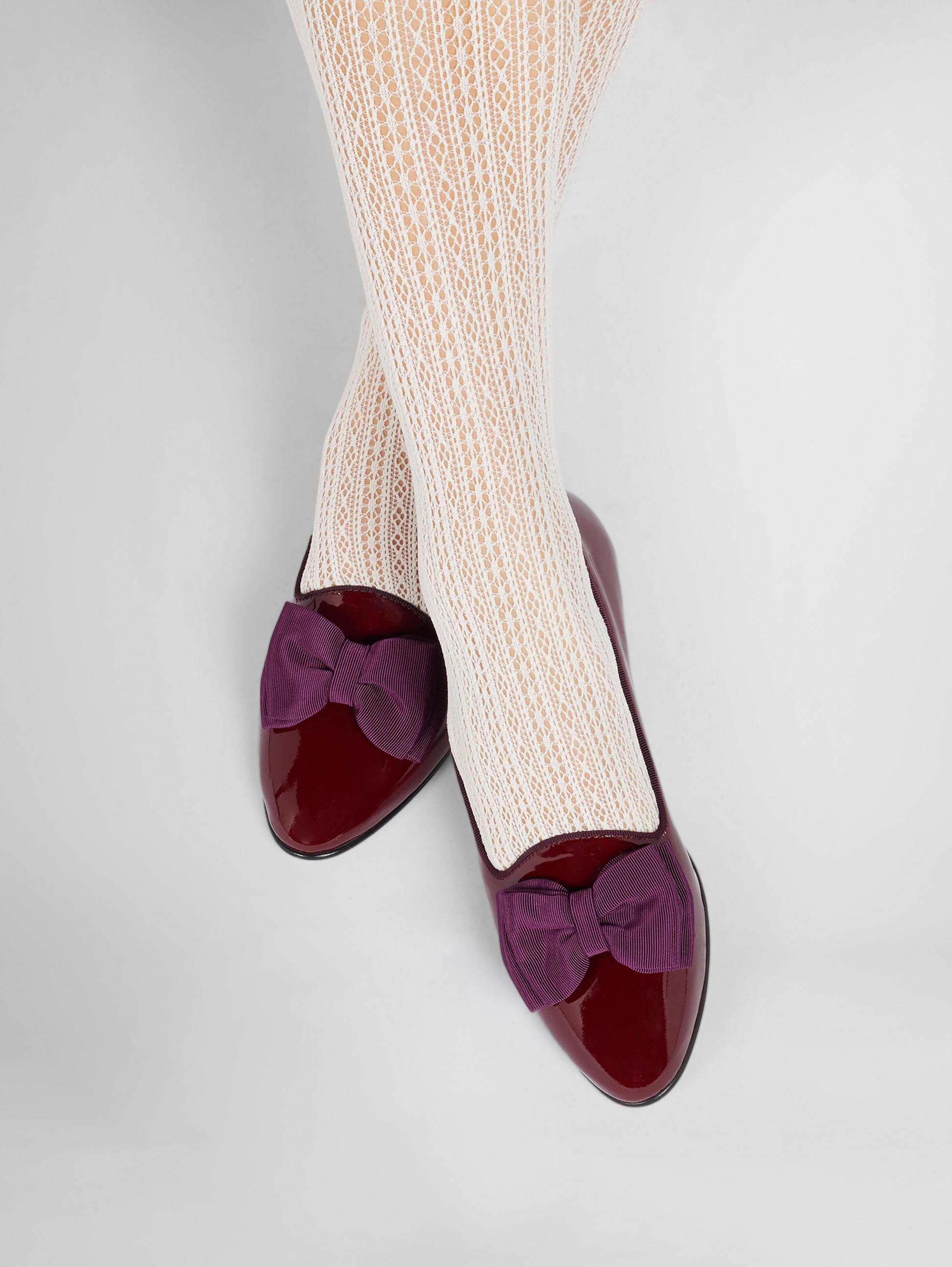 Marquis - Ballerines à noeud cuir verni bordeaux - Image numéro 8