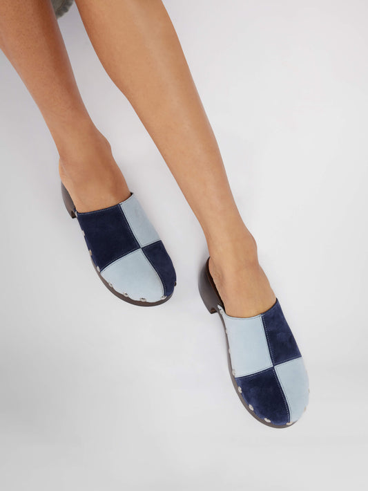 Ivy - Blue two-tone suede leather clog - Image number 2