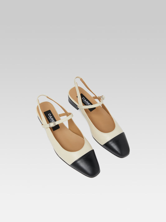 Oceano - Slingback cuir beige et noir - Image numéro 3