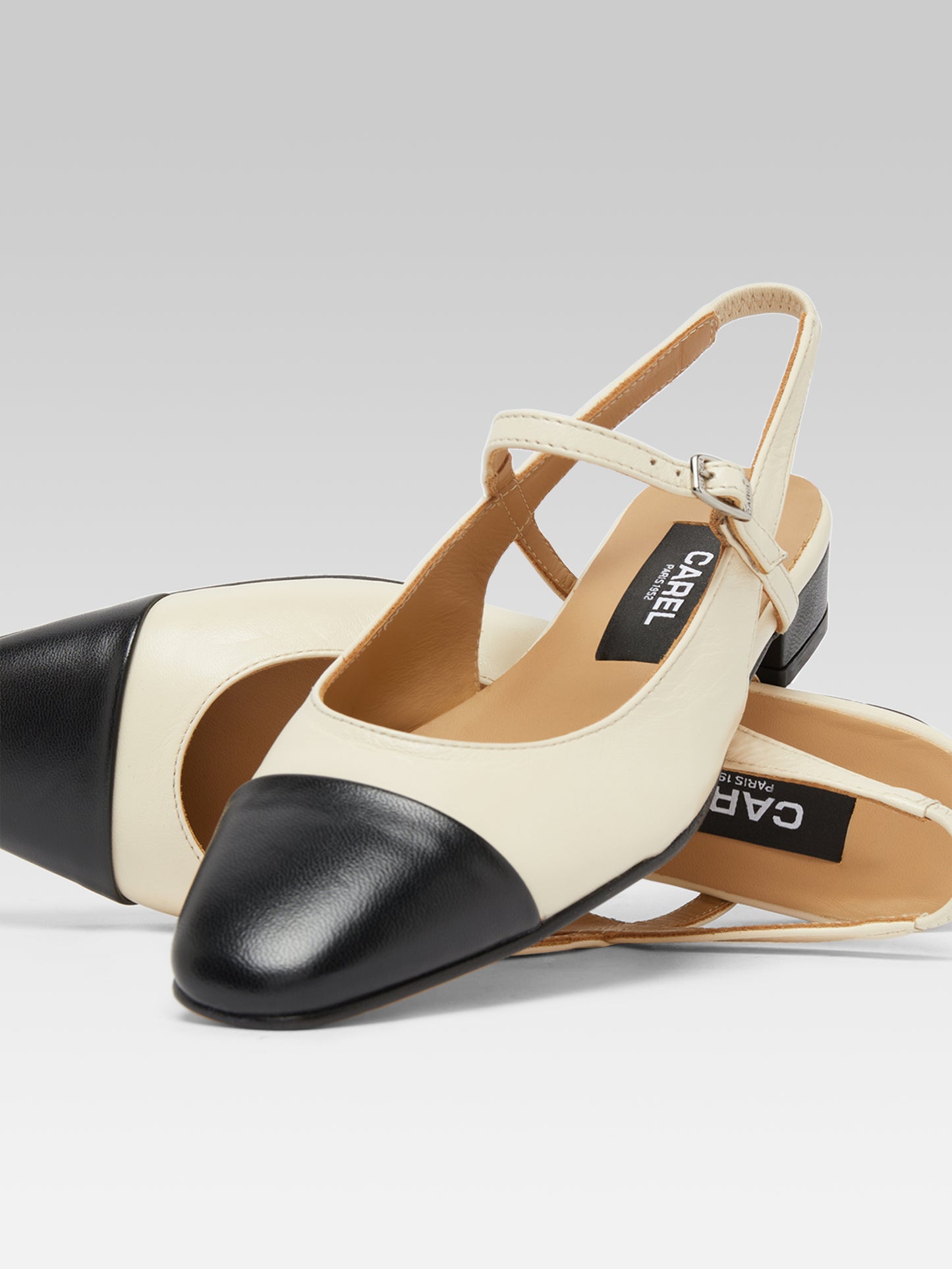 Oceano - Slingback cuir beige et noir