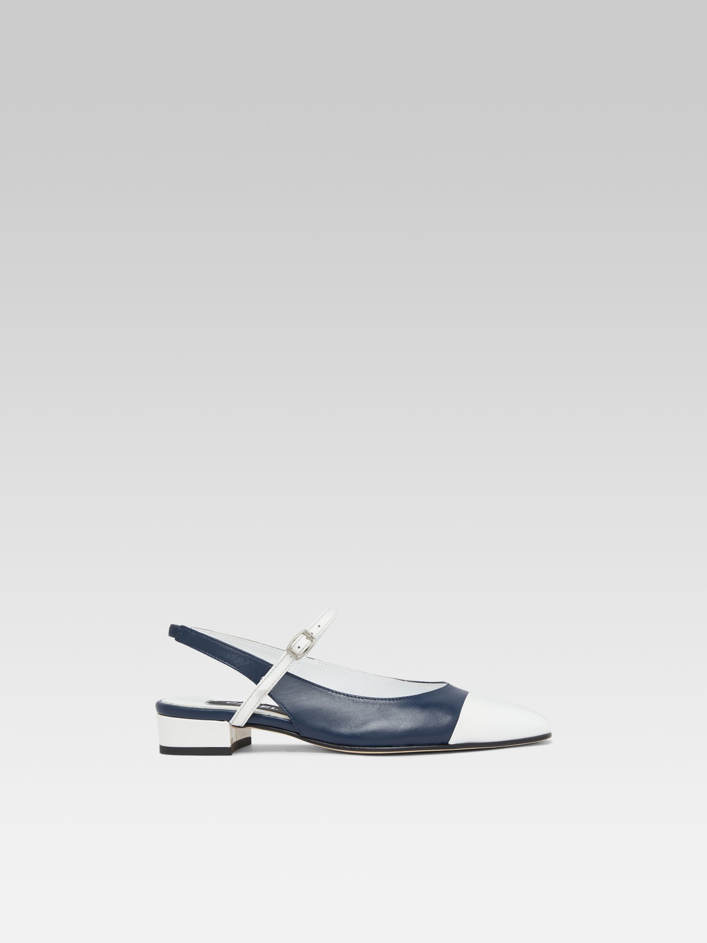 Oceano - Slingback cuir bleu et verni blanc