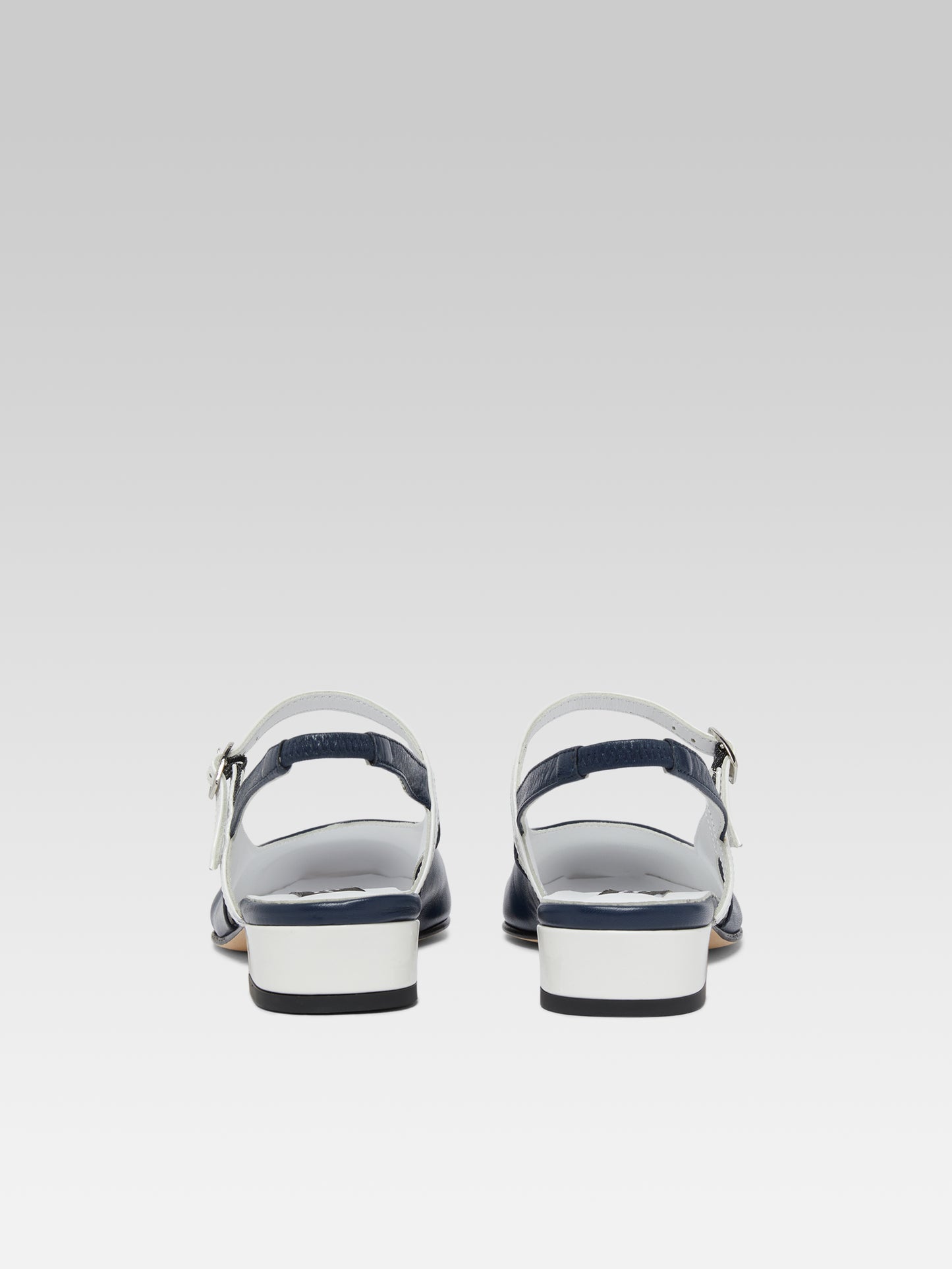 Oceano - Slingback cuir bleu et verni blanc