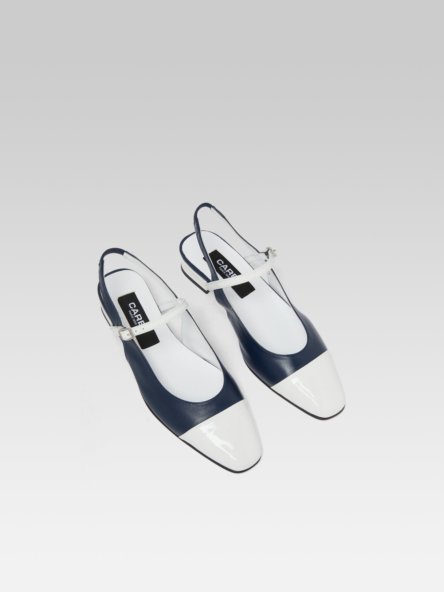 Oceano - Slingback cuir bleu et verni blanc