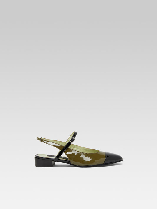 Oceano - Khaki and black patent leather slingback