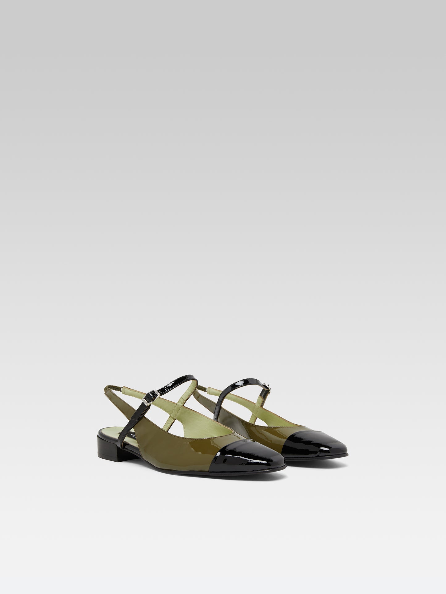 Oceano - Khaki and black patent leather slingback