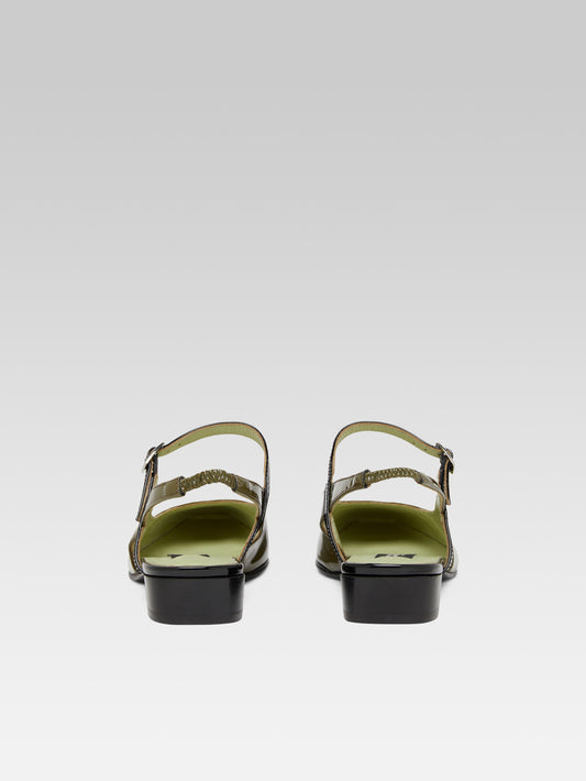 Oceano - Khaki and black patent leather slingback - Image number 5