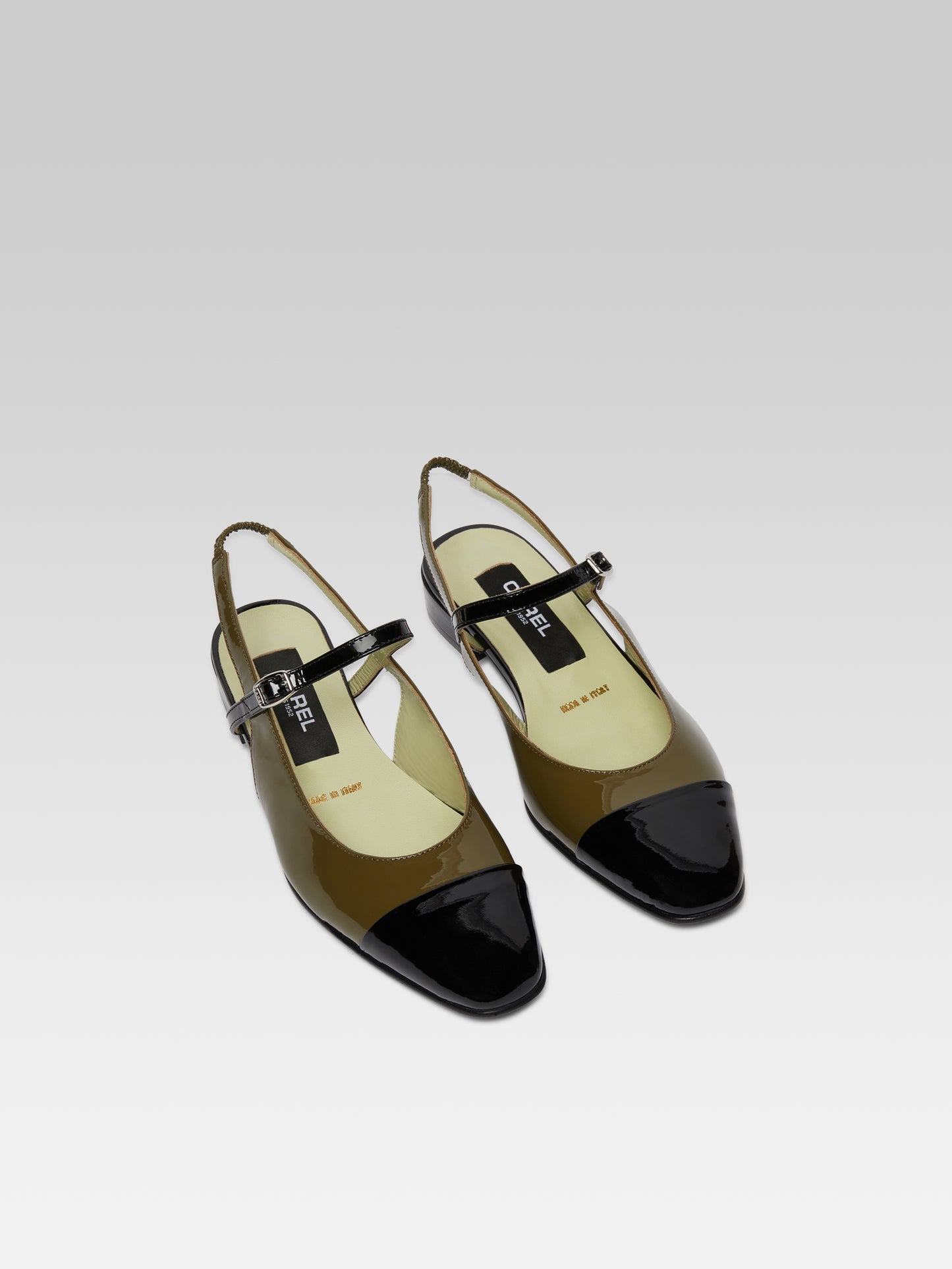 Oceano - Khaki and black patent leather slingback