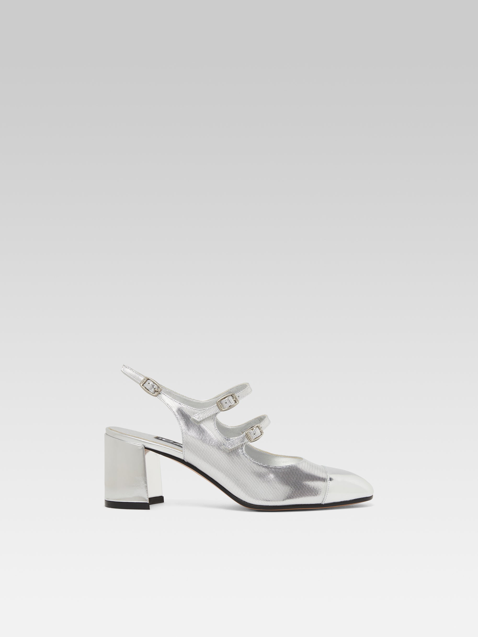 Papaya - Babies slingback cuir embossé argent