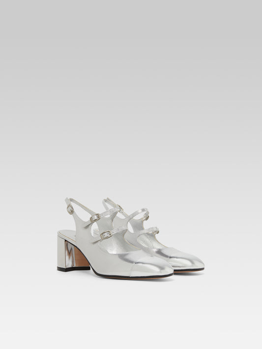 Papaya - Silver embossed leather slingback Mary Janes - Image number 2