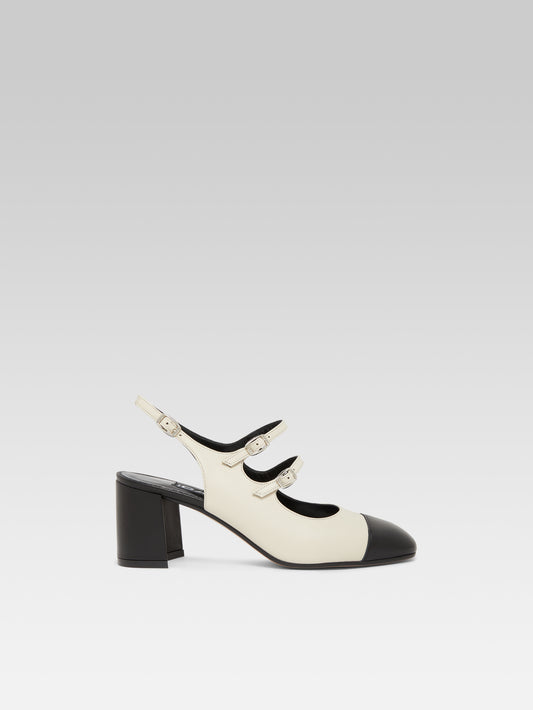 Papaya - Babies slingback cuir beige et noir