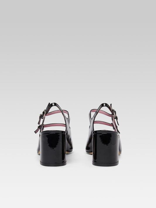 Papaya - Black and ivory patent leather slingback Mary Janes - Image number 5