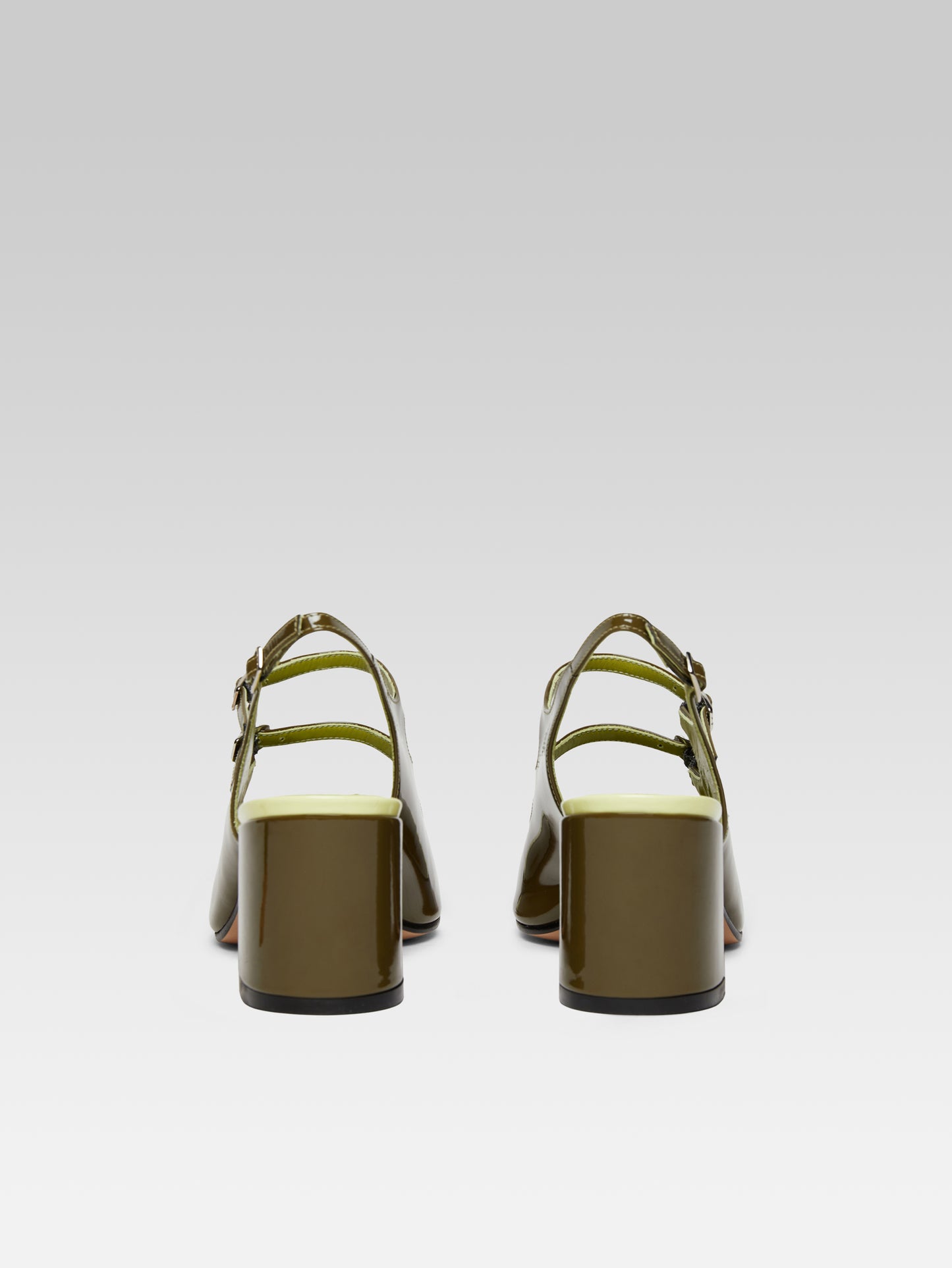 Papaya - Babies slingback cuir verni kaki et citron