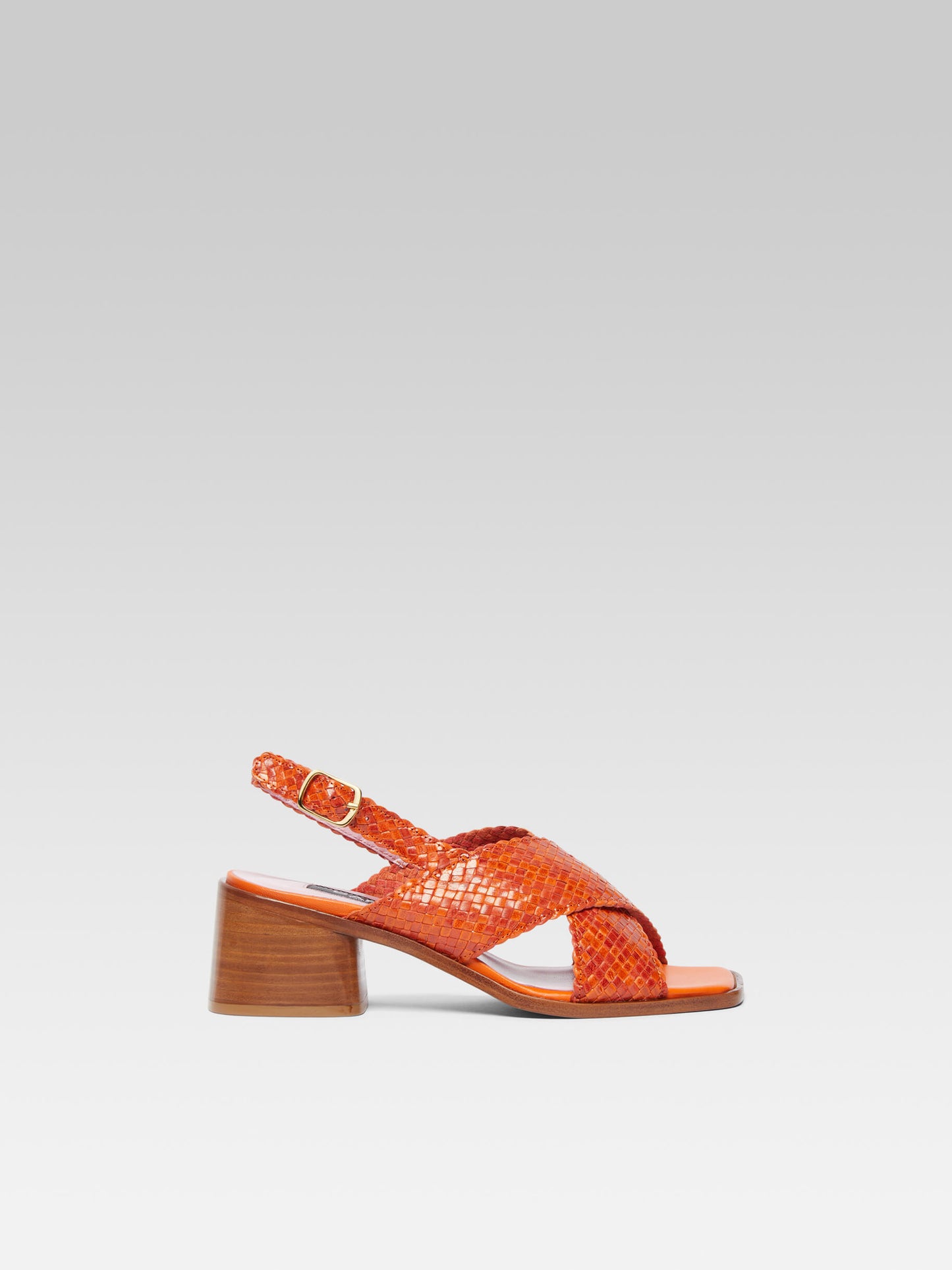 Pasteque - Orange woven leather sandals