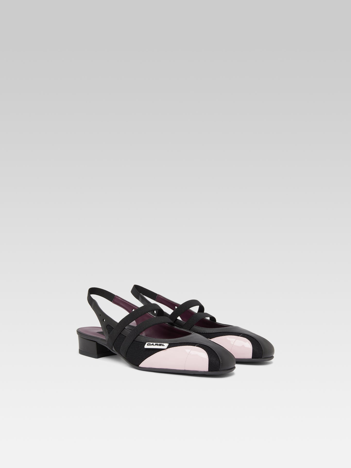 Peachy - Babies slingback éco-cuir rose et mesh noir