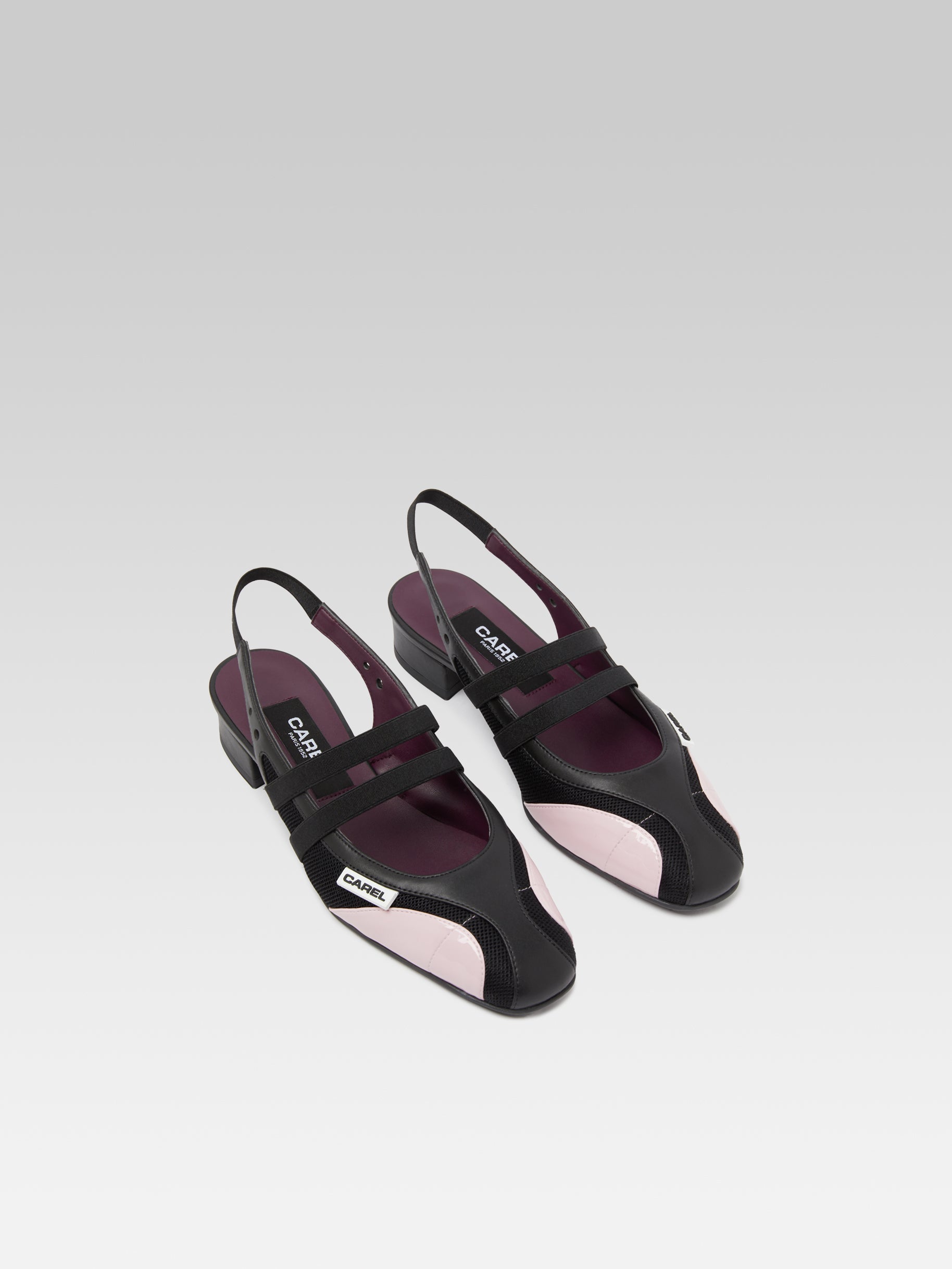 Peachy - Pink eco-leather and black mesh slingback Mary Janes - Image number 3