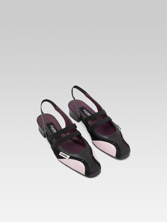 Peachy - Babies slingback éco-cuir rose et mesh noir - Image numéro 3