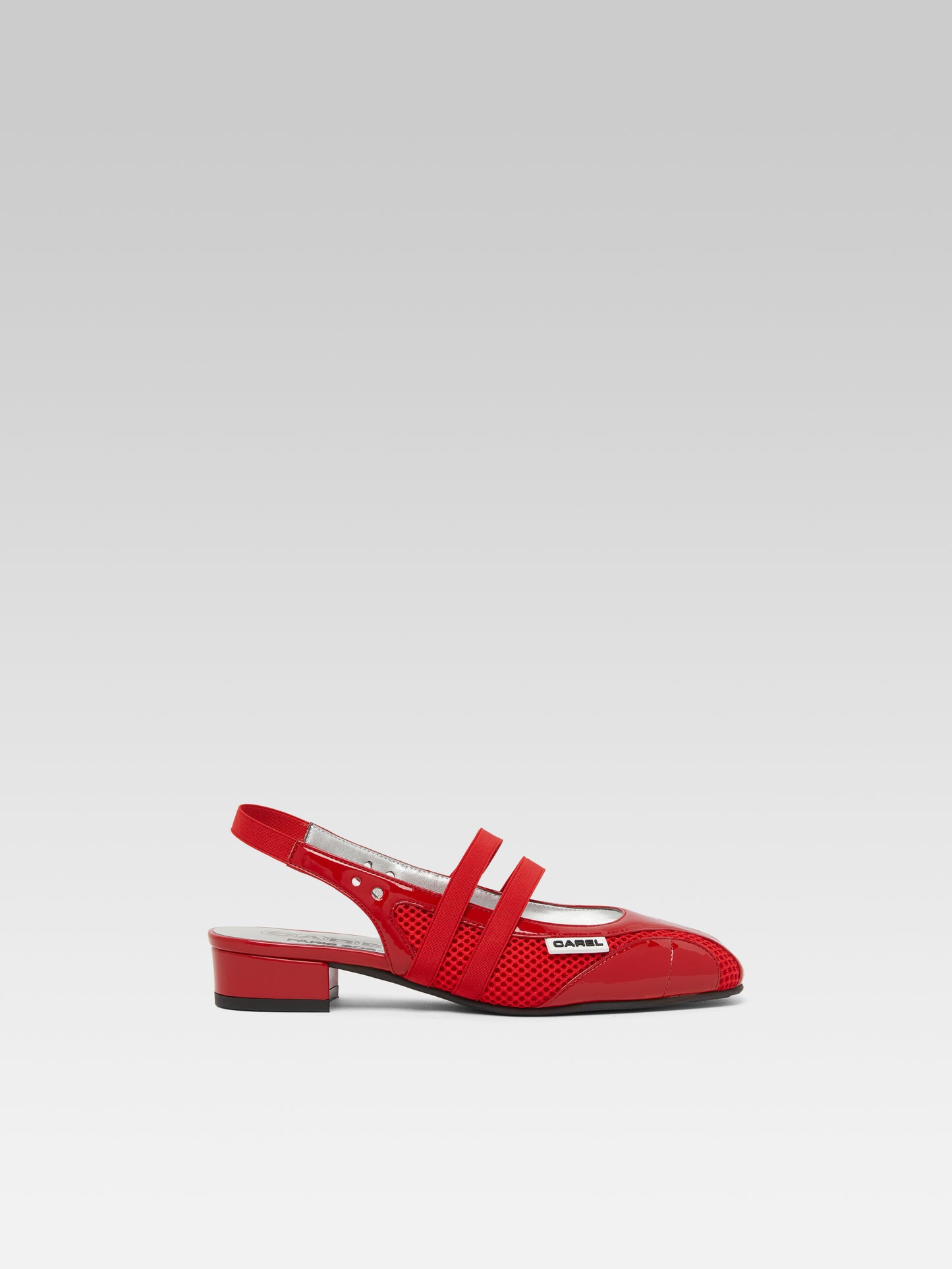 Peachy - Babies slingback mesh et éco-verni rouge