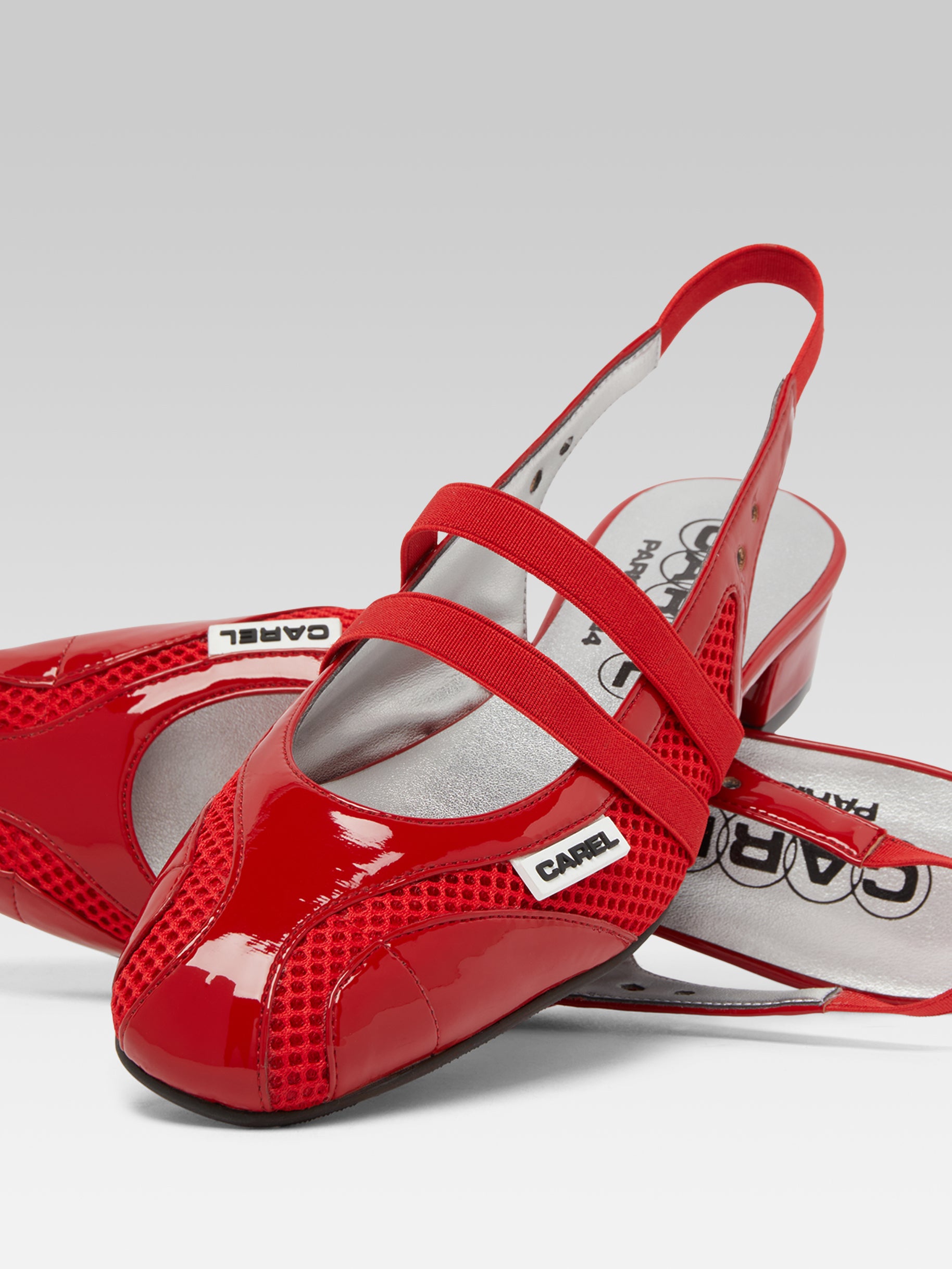 Peachy - Mesh and red eco-patent slingback Mary Janes - Image number 4