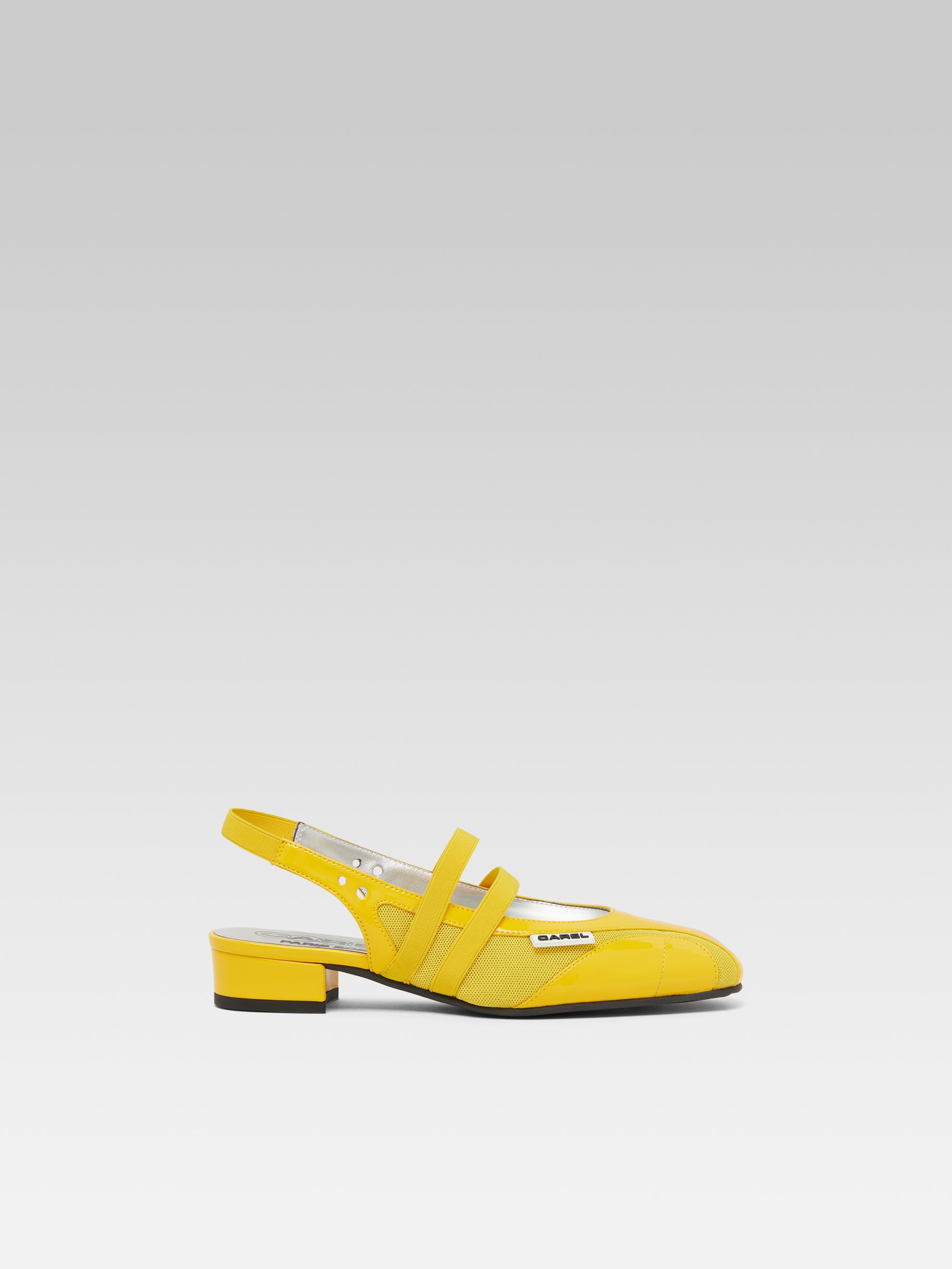 Peachy - Babies slingback mesh et éco-verni jaune