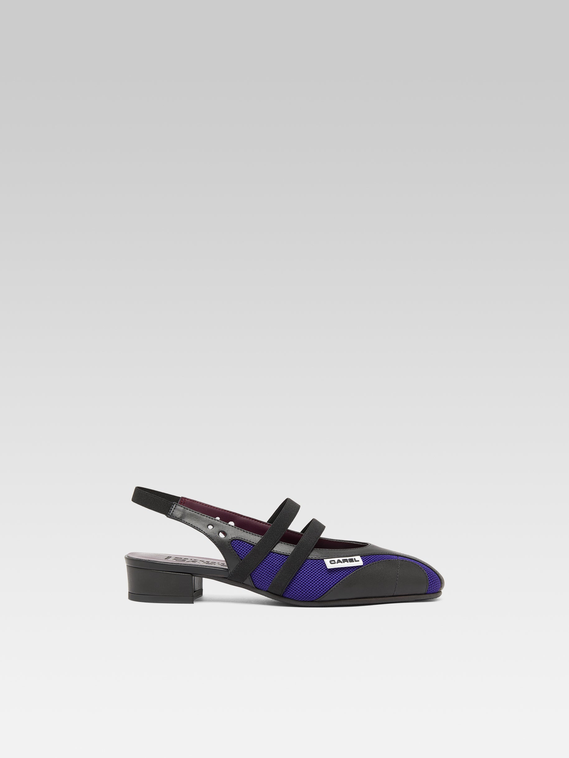 Peachy - Babies slingback éco-cuir noir et mesh violet