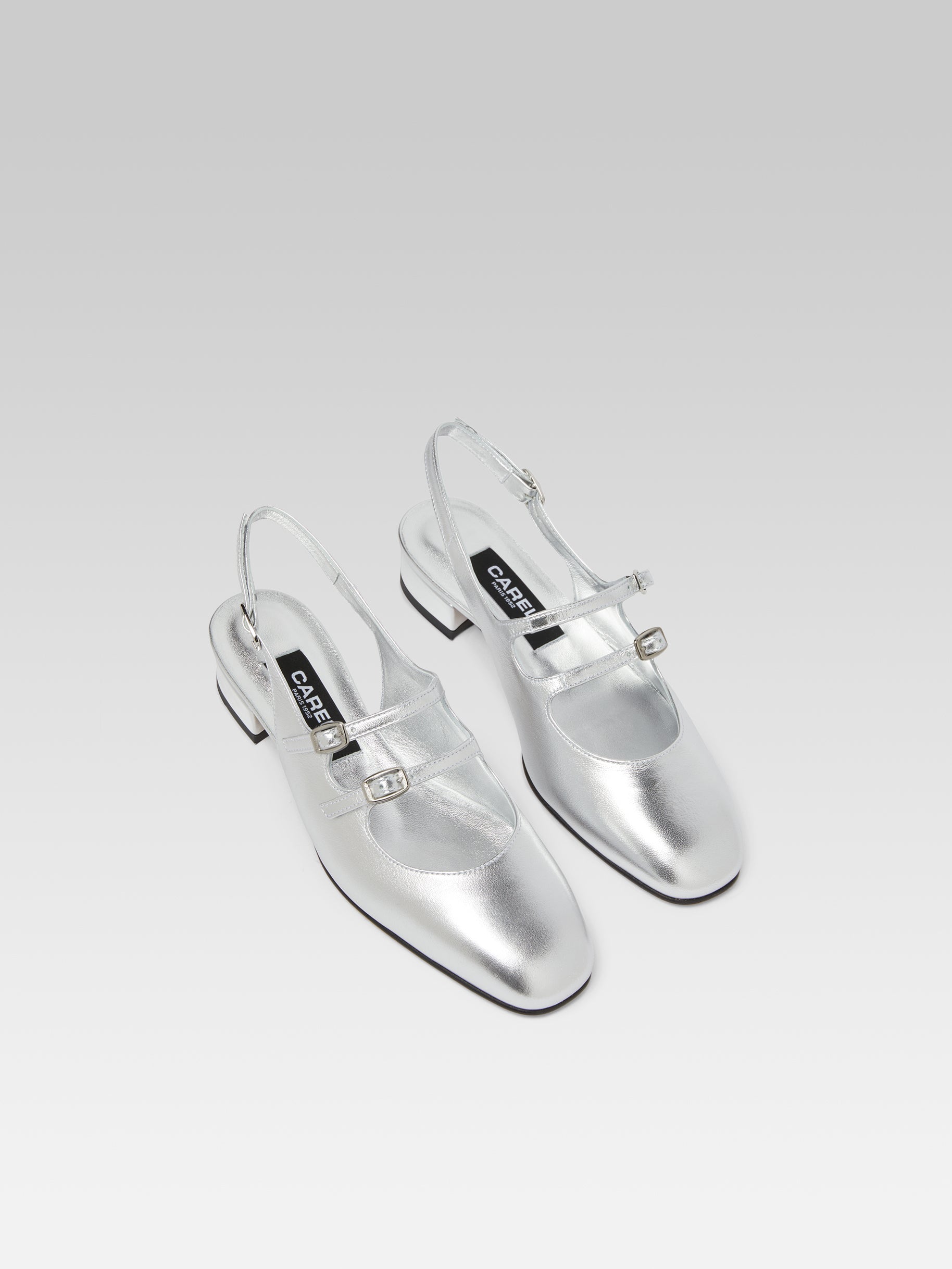 Peche - Silver leather slingback Mary Janes - Image number 2