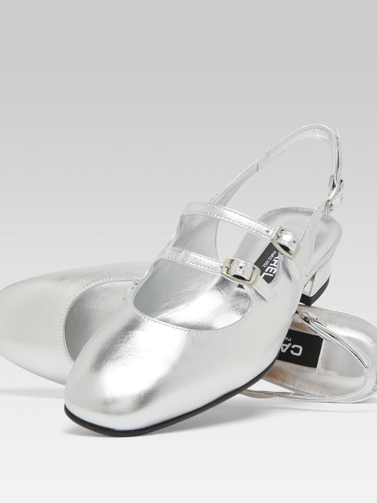 Peche - Babies slingback cuir argent - Image numéro 7