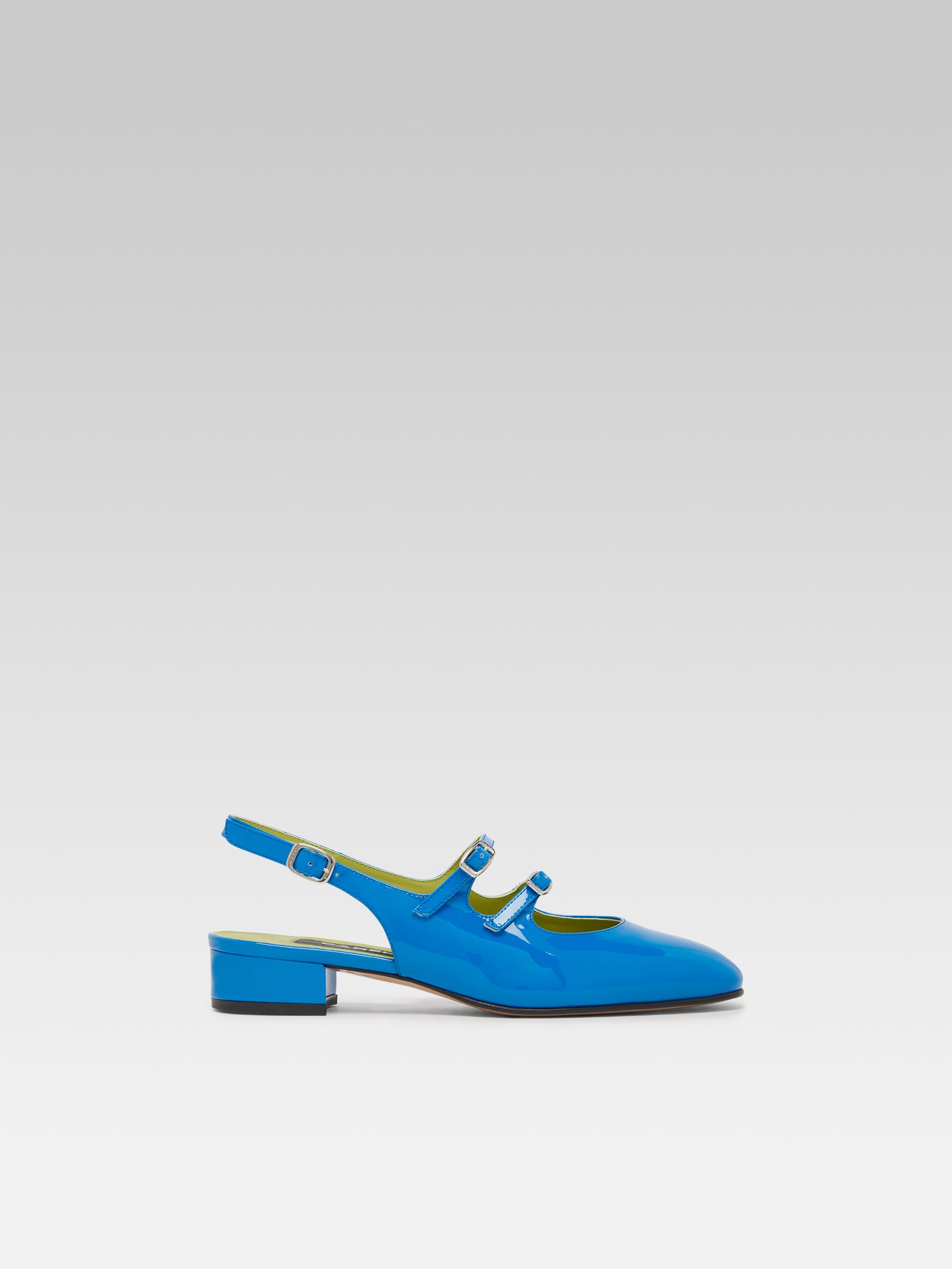 Peche - Blue patent leather slingback Mary Janes