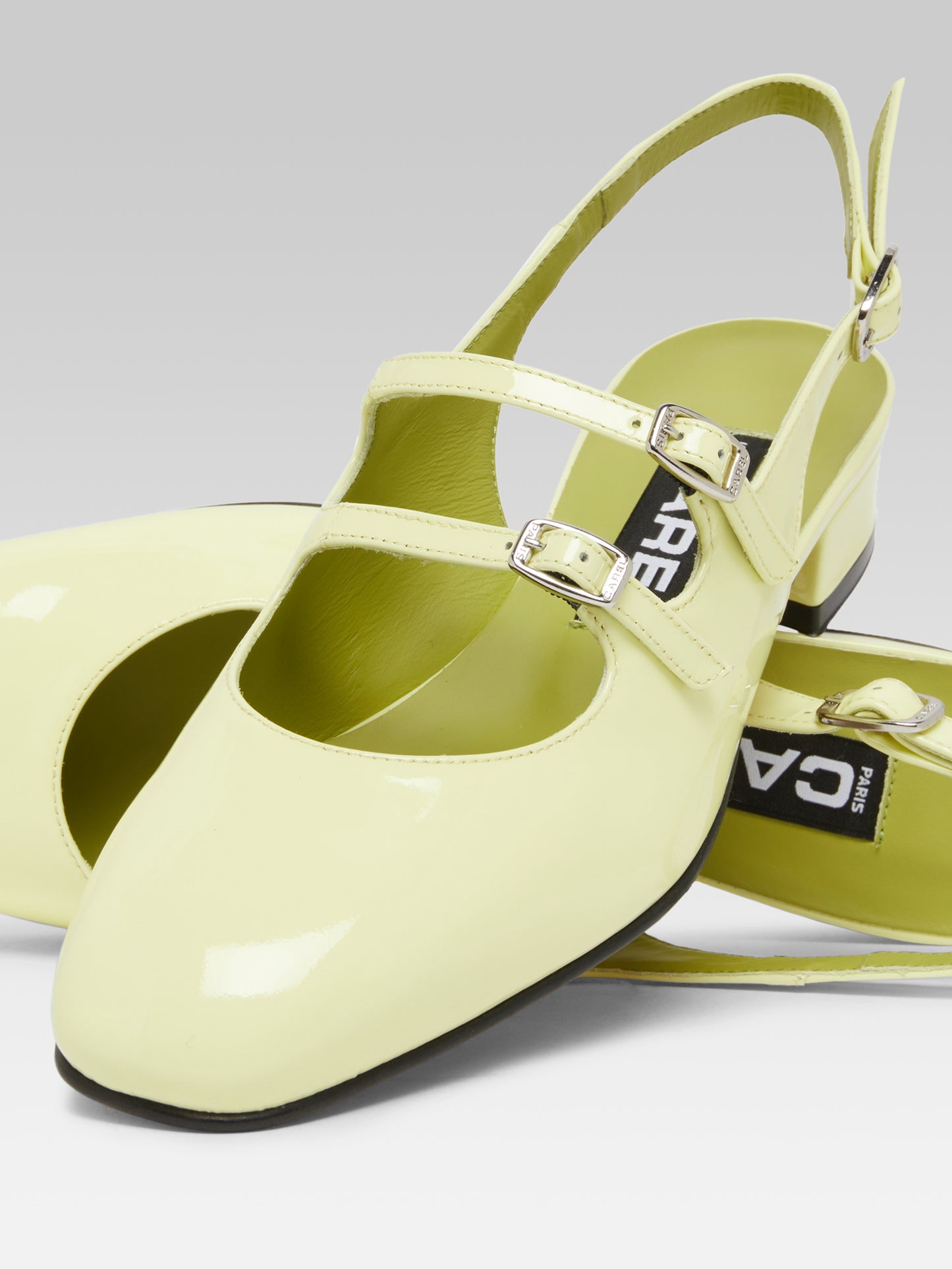 Peche - Lemon patent leather slingback Mary Janes