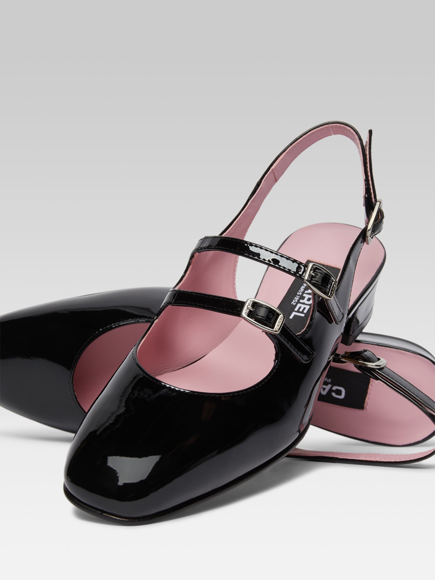 Peche - Black patent leather slingback Mary Janes