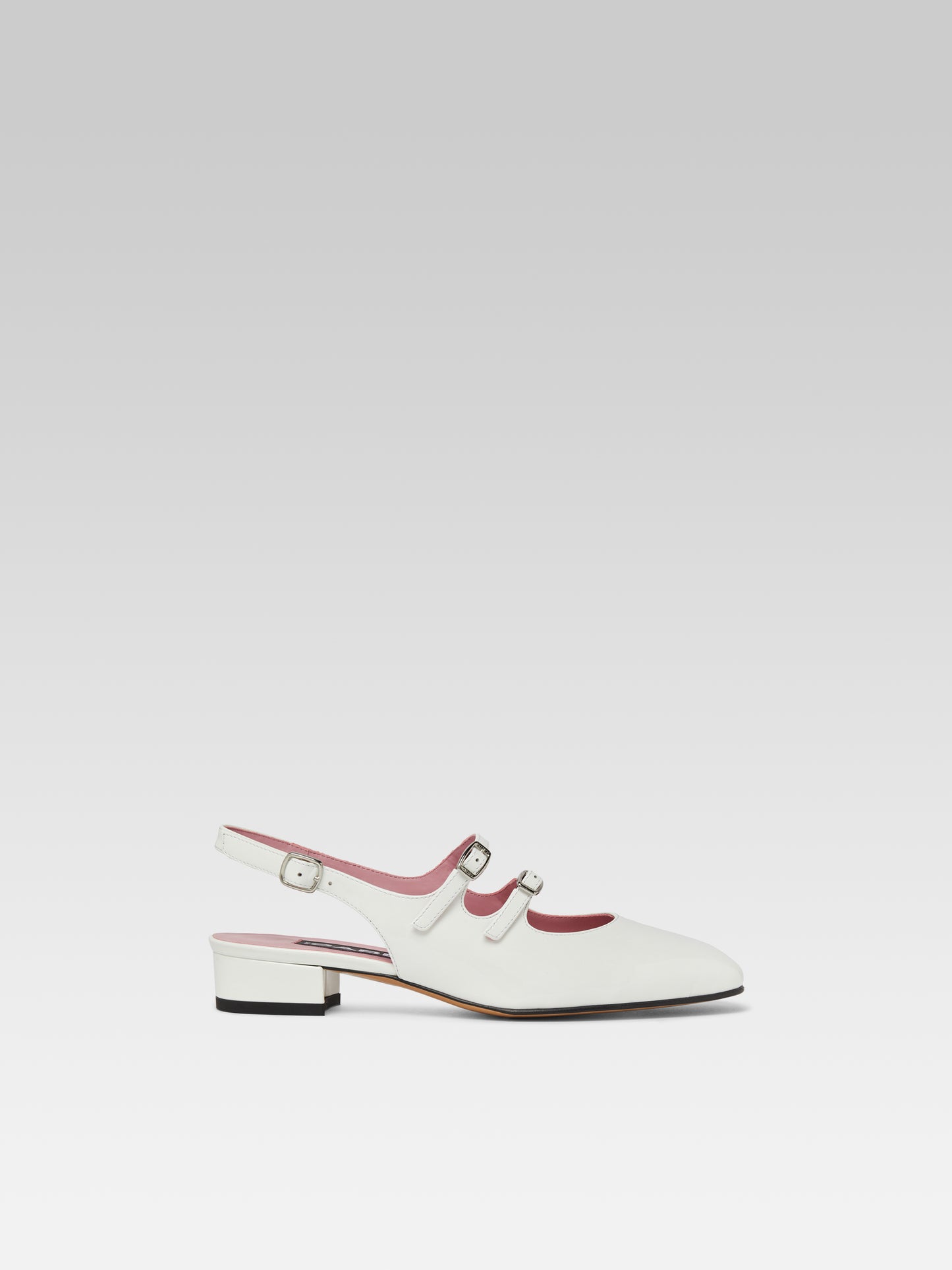 Peche - White patent leather slingback Mary Janes