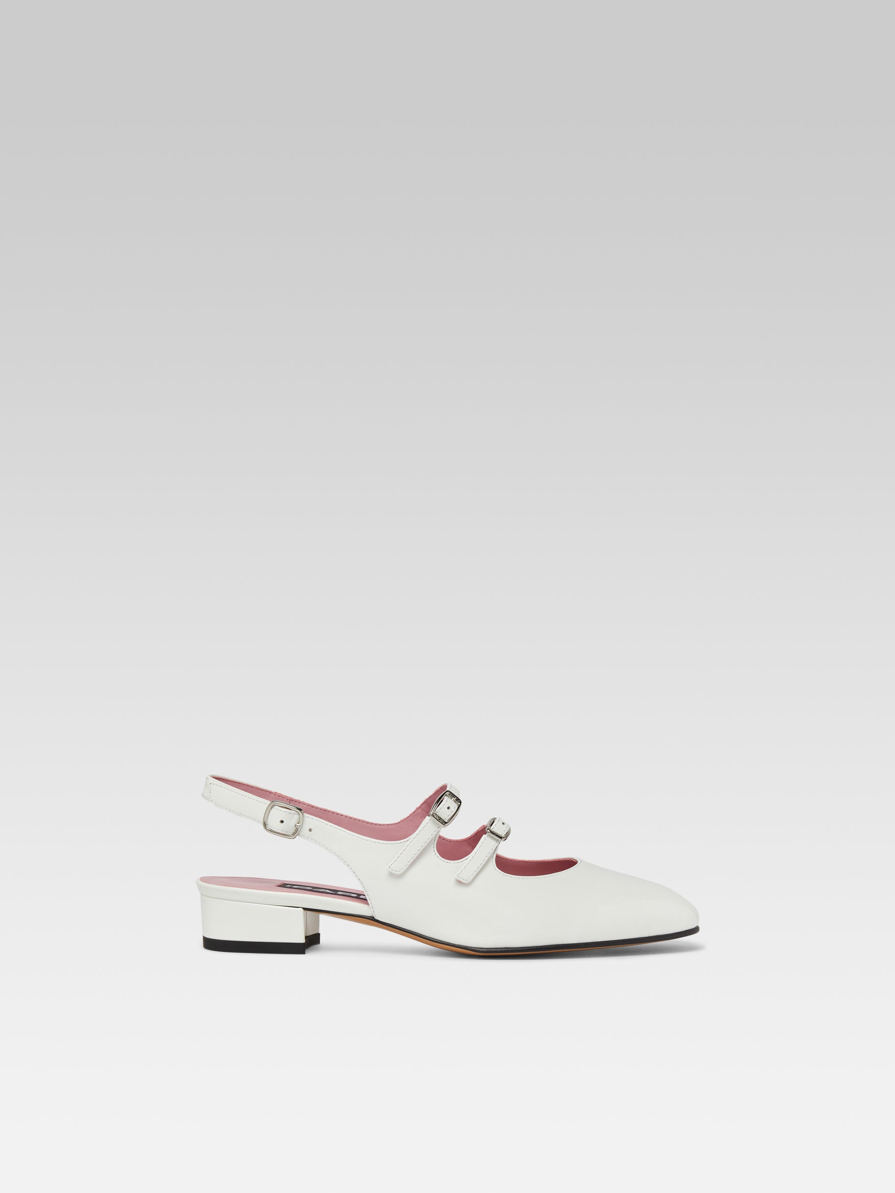 Peche - White patent leather slingback Mary Janes