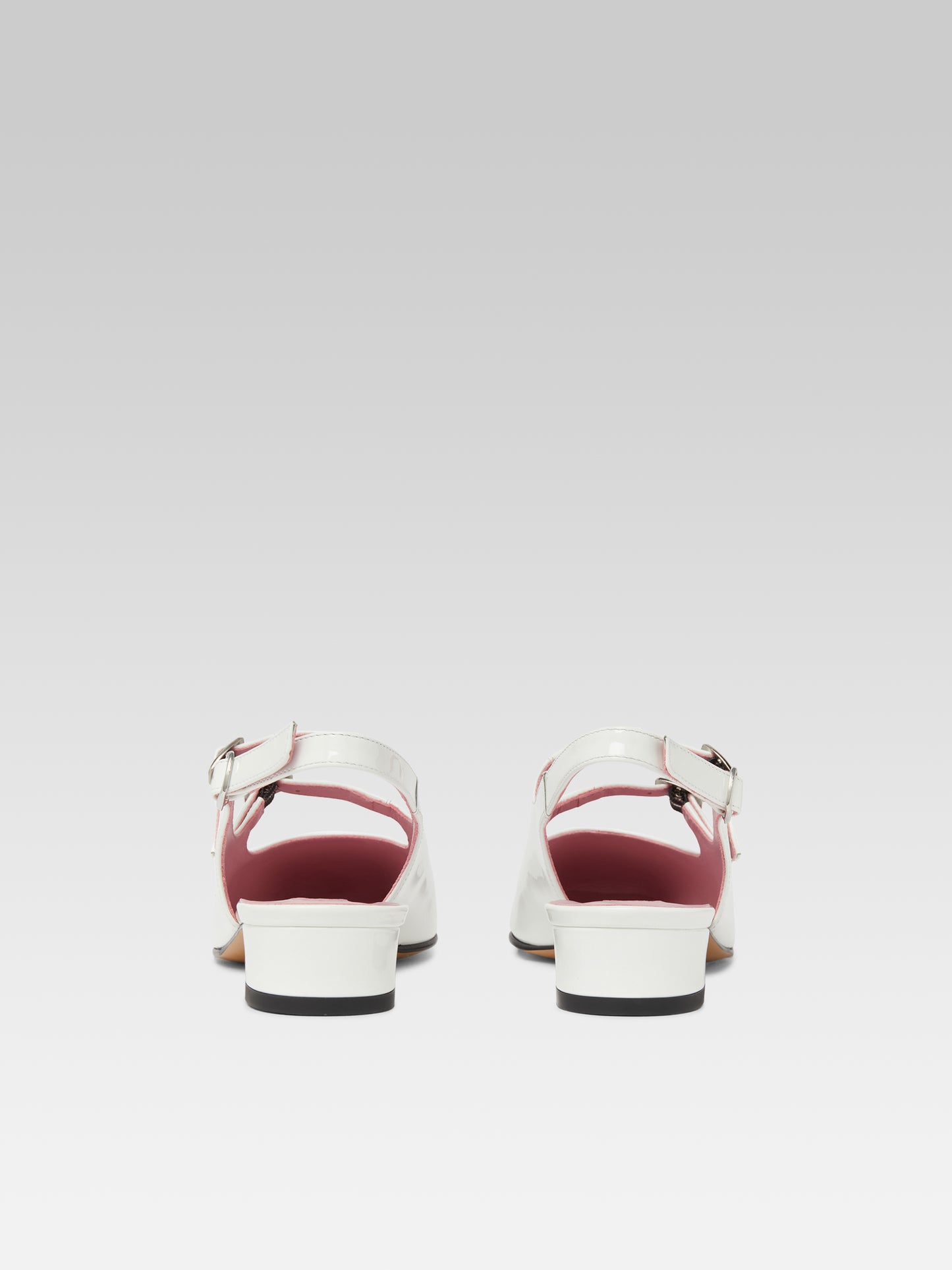 Peche - White patent leather slingback Mary Janes