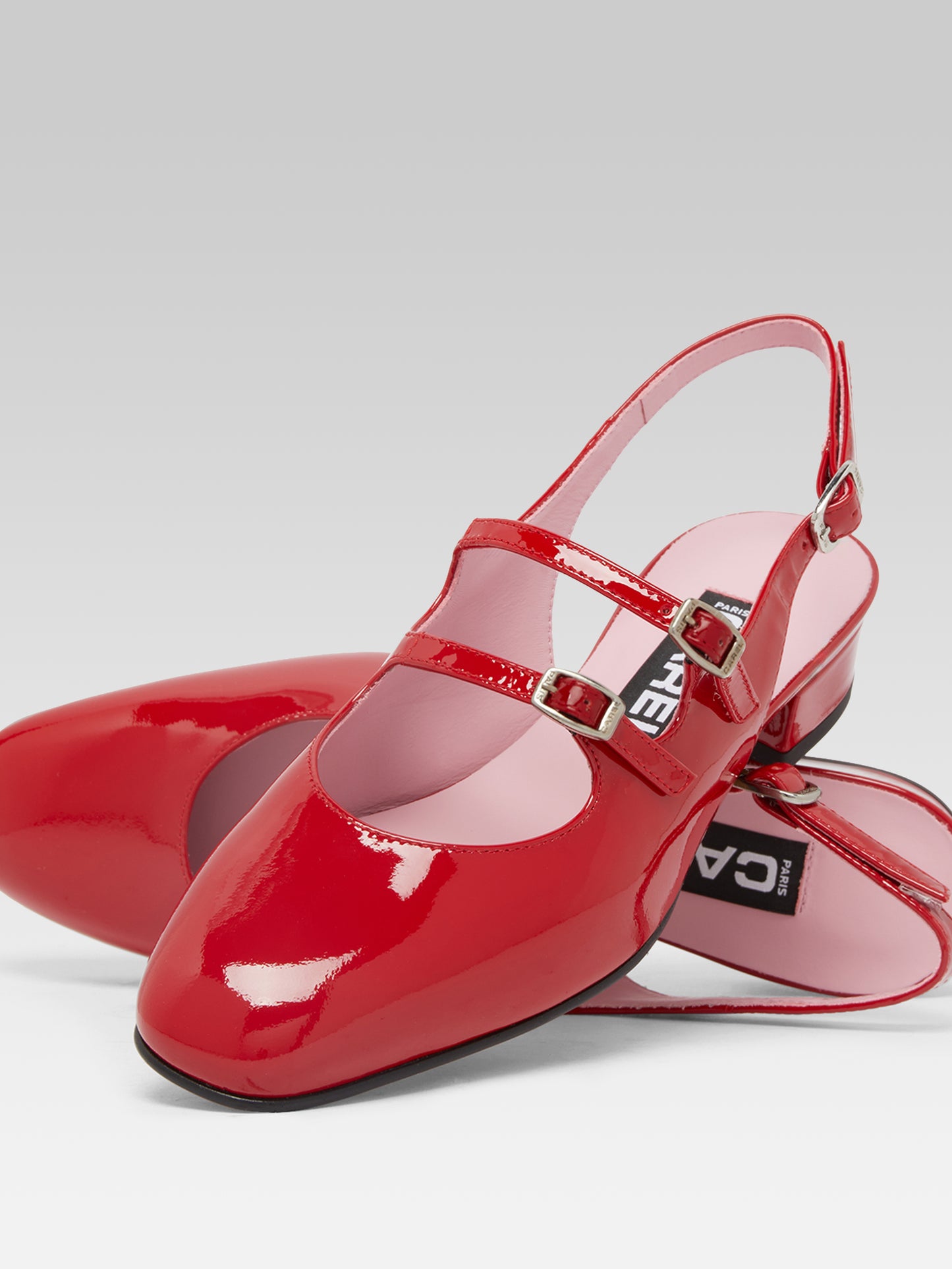 Peche - Red patent leather slingback Mary Janes