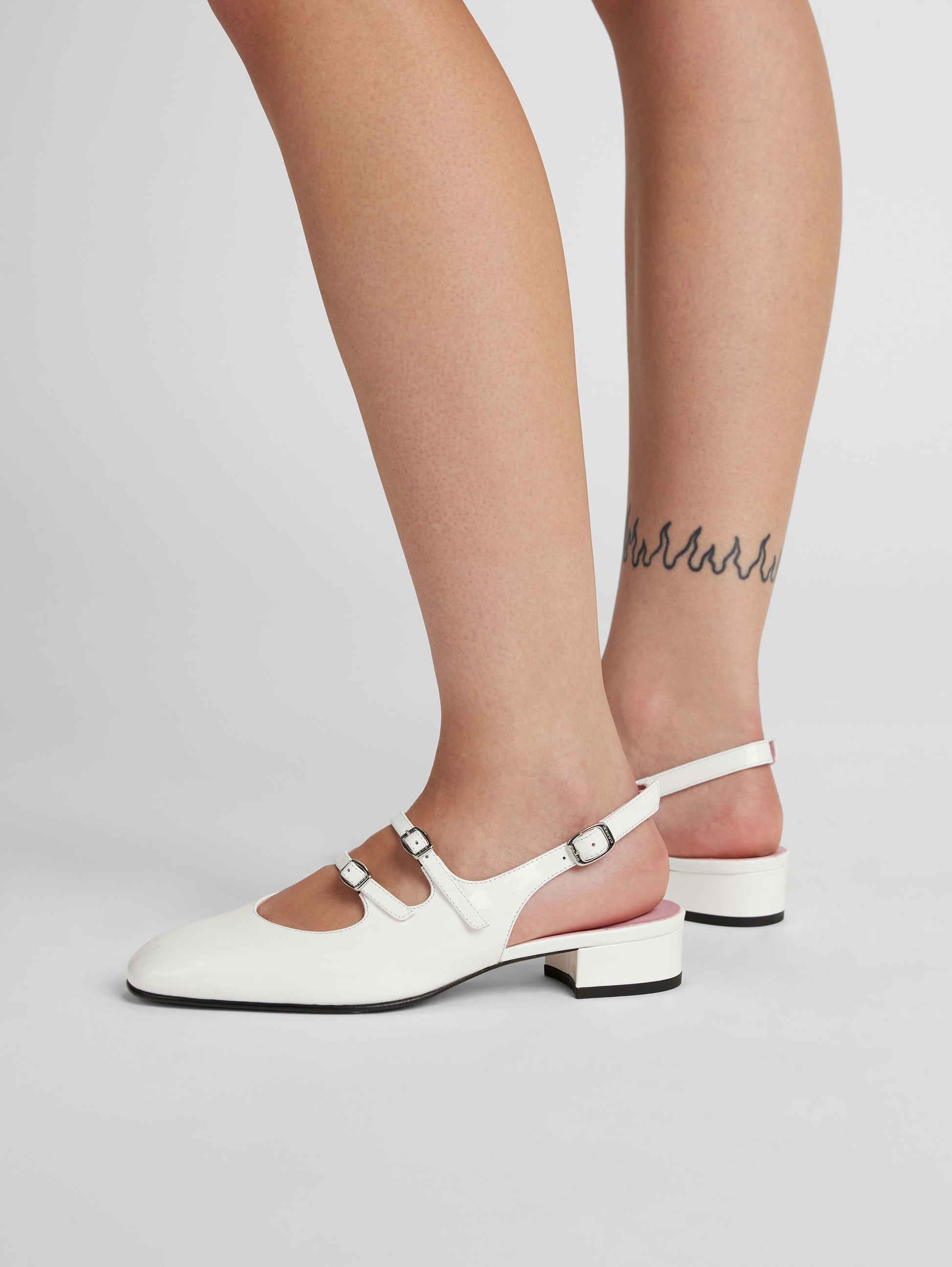 Peche - Babies slingback cuir verni blanc - Image numéro 7