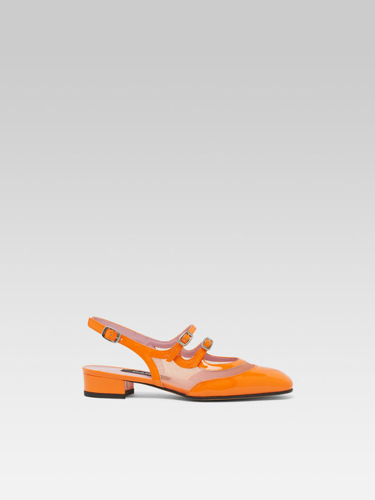 Peche night - Orange patent leather and mesh slingback Mary Janes - Image number 2