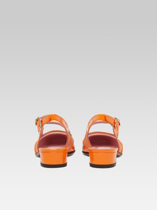 Peche night - Orange patent leather and mesh slingback Mary Janes - Image number 5