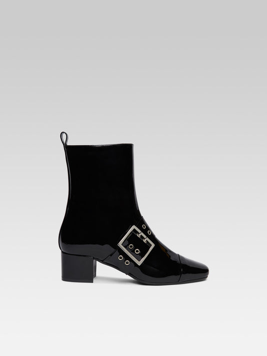 Rock - Black patent leather ankle boots with eyelets