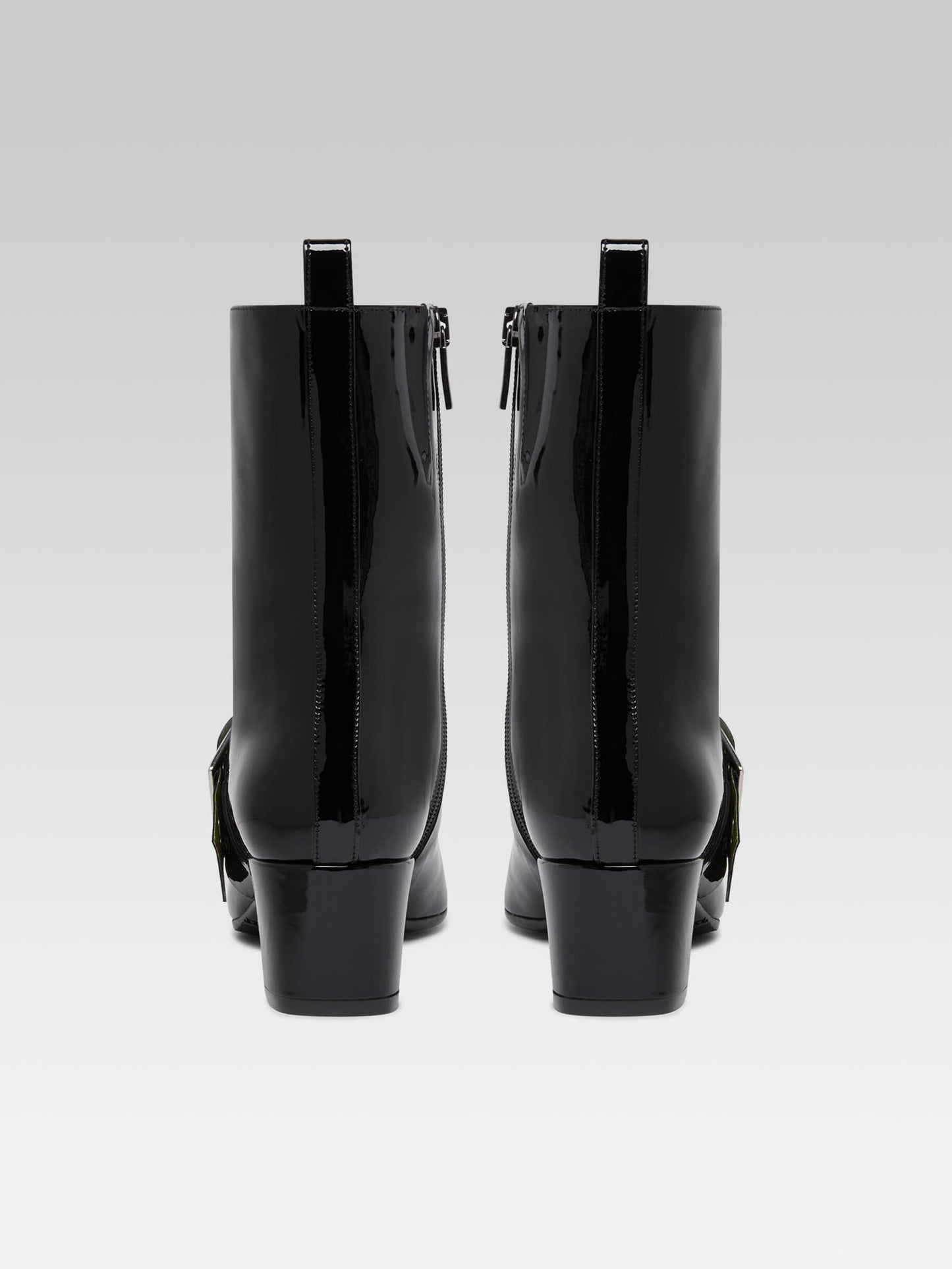 Rock - Black patent leather ankle boots with eyelets