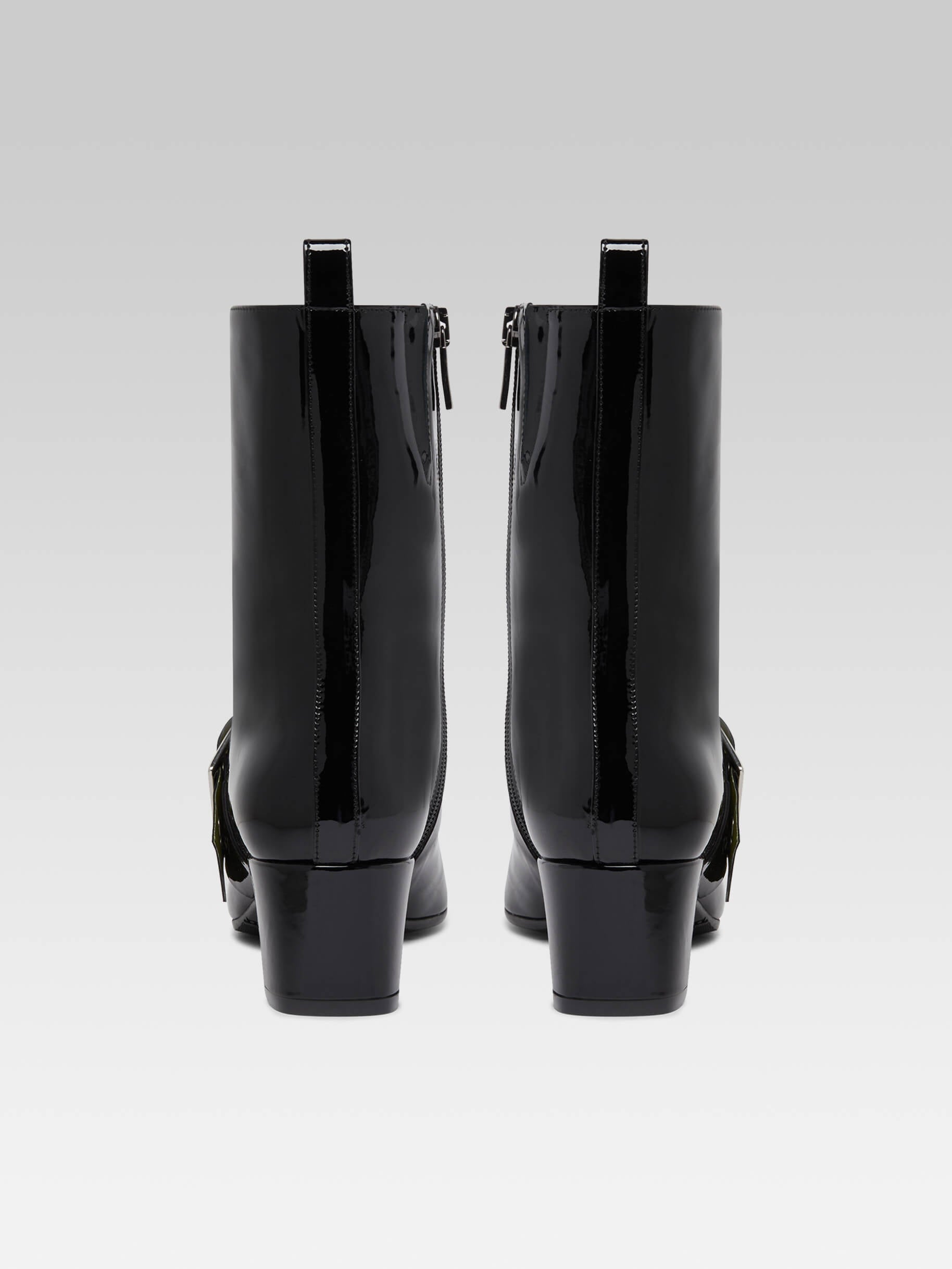 Rock - Black patent leather ankle boots with eyelets - Image number 4