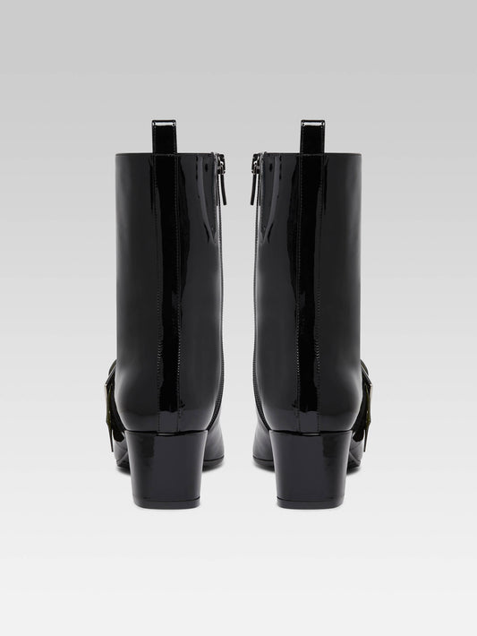 Rock - Black patent leather ankle boots with eyelets - Image number 4