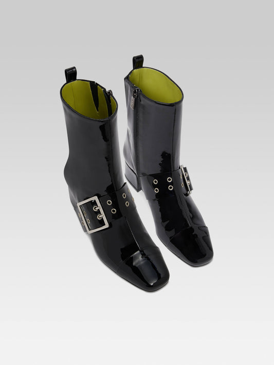 Rock - Black patent leather ankle boots with eyelets - Image number 3