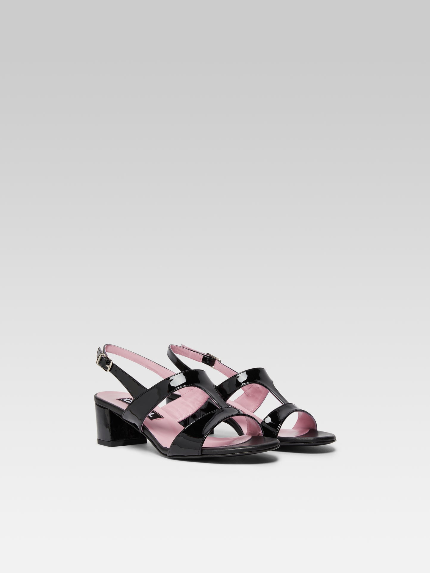 Romy - Black patent leather sandals