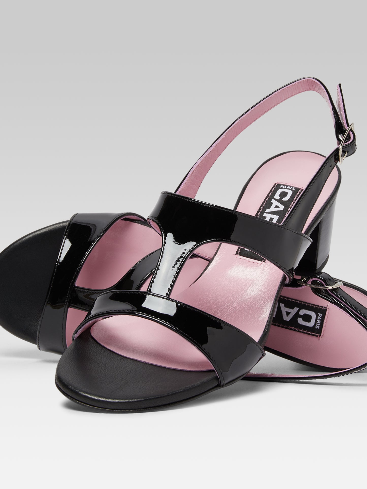 Romy - Black patent leather sandals