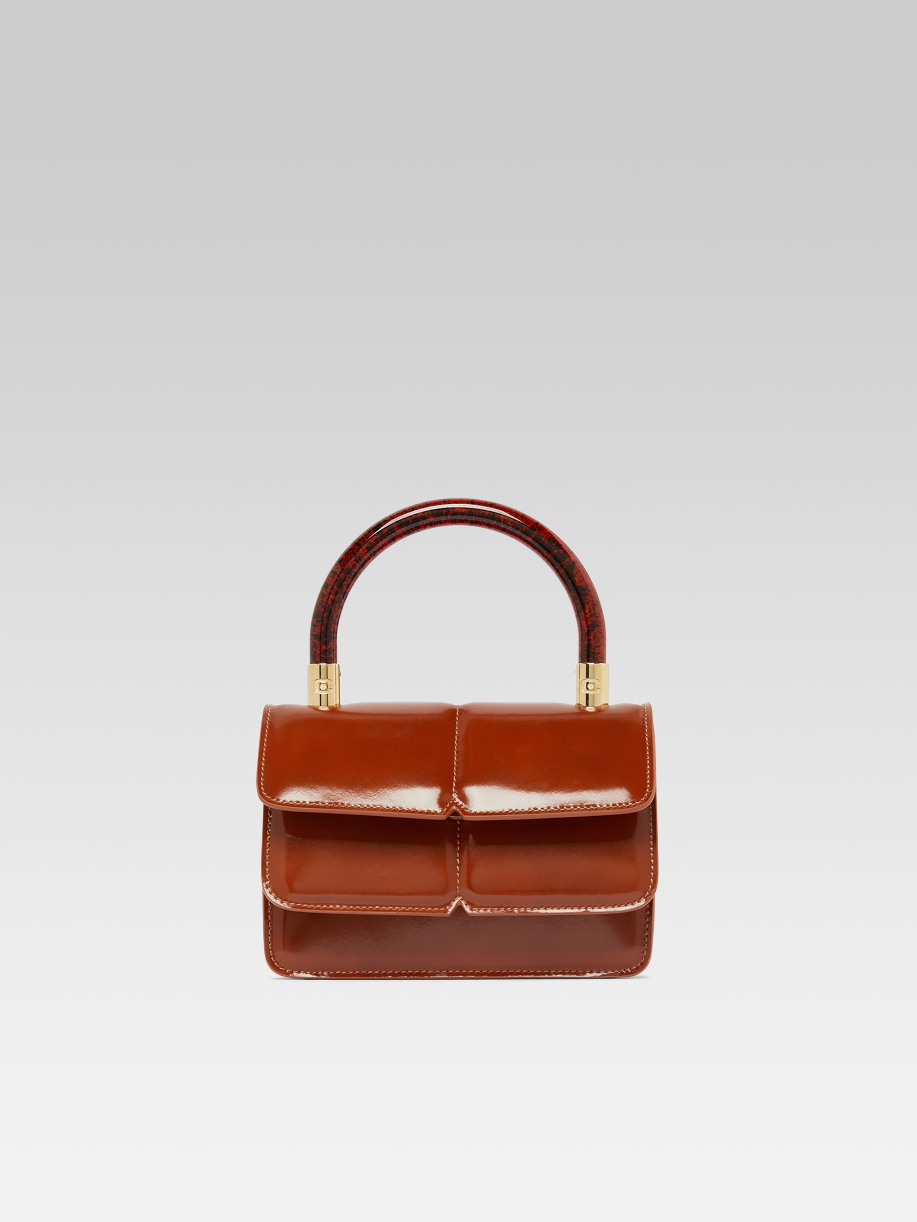 Camel glazed leather handbag Carel Paris