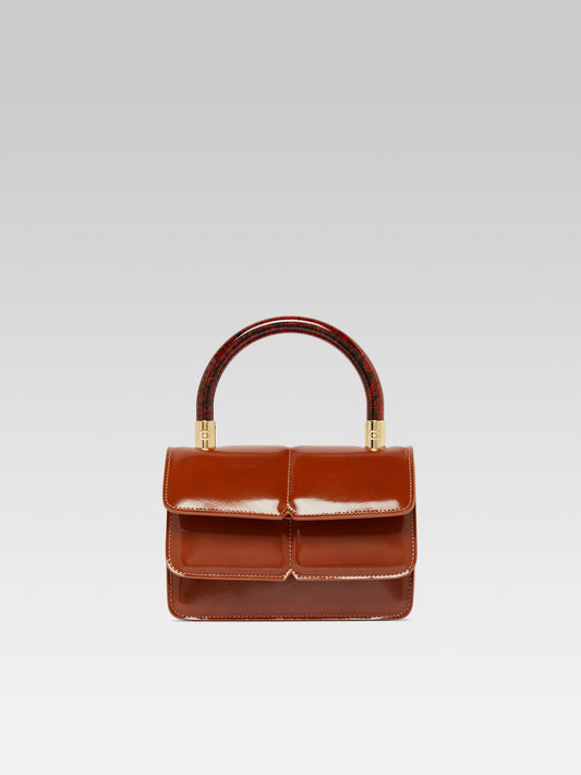 Simone - Camel glazed leather handbag